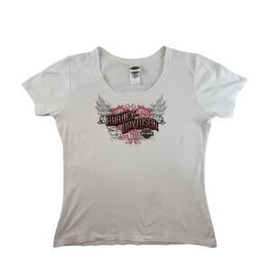 Vtg Y2K Harley Davidson Shirt Womens 1X  Live Free Biker Motorcycle Wings